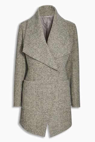 Grey Tweed Waterfall Coat